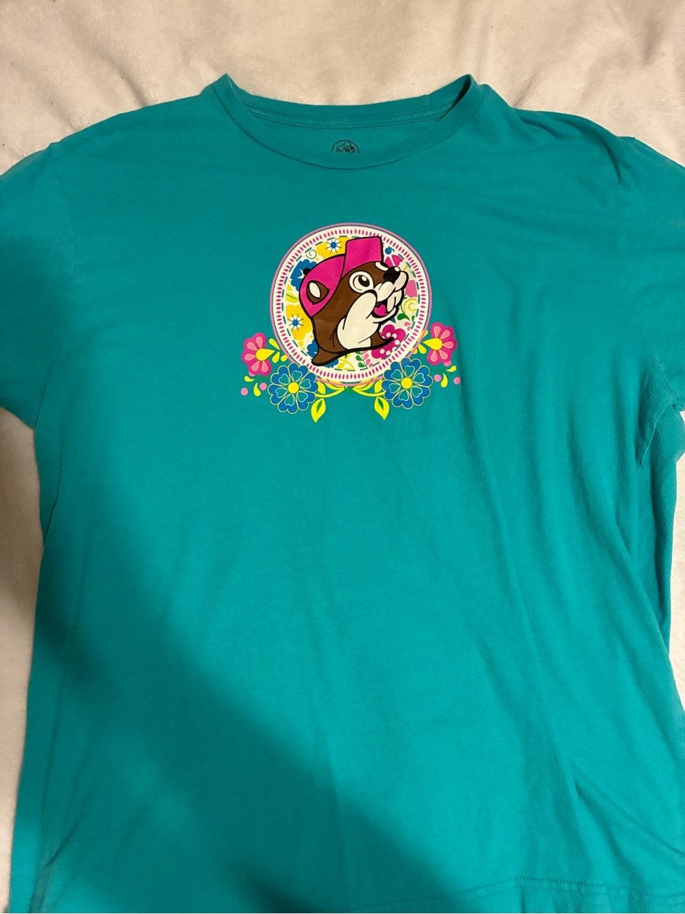 Buc-ee's Turquoise Graphic Tee with Cute Mascot